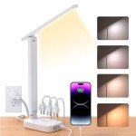 LED Desk Lamp with Power Strip and USB Ports