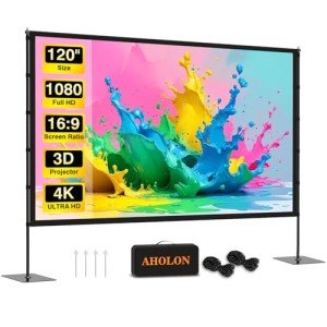 120-Inch Portable Outdoor Projector Screen with Stand