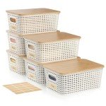 5-Quart Stackable Storage Bins with Bamboo Lids