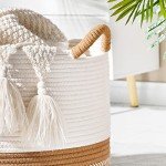 KAKAMAY Large Cotton Rope Blanket Storage Basket