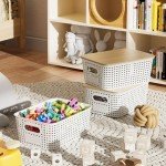 5-Quart Stackable Storage Bins with Bamboo Lids