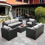 Grey 5-Piece Outdoor Wicker Sofa Set with Storage