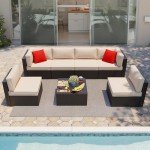 Beige Outdoor All-Weather Sectional Patio Sofa Set