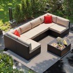 Beige Outdoor All-Weather Sectional Patio Sofa Set