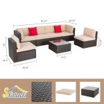 Beige Outdoor All-Weather Sectional Patio Sofa Set