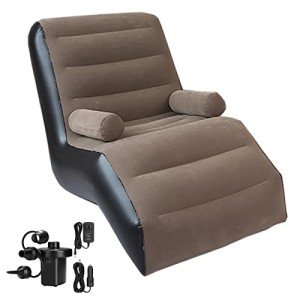Inflatable Deck Chair with Air Pump - Brown