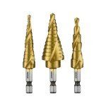 3-Piece Step Drill Bit Set for Metal and Wood