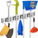 Wall-Mounted Broom and Mop Holder, Silver