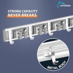 Wall-Mounted Broom and Mop Holder, Silver