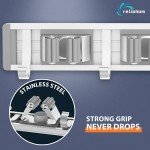 Wall-Mounted Broom and Mop Holder, Silver