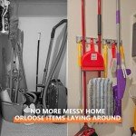 Wall-Mounted Broom and Mop Holder, Silver