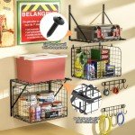 Wall-Mounted Garage Shelves with Wire Baskets, 2-Pack
