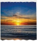 Ocean Sunset Shower Curtain with Hooks, 69" x 84