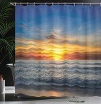 Ocean Sunset Shower Curtain with Hooks, 69" x 84
