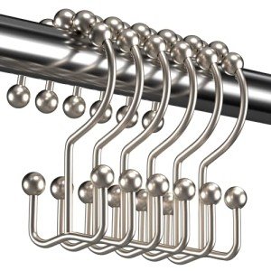 Rust-Resistant Double Glide Shower Curtain Hooks - Set of 12
