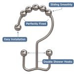 Rust-Resistant Double Glide Shower Curtain Hooks - Set of 12