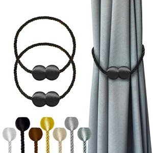 Magnetic Black Curtain Tiebacks - 2 Pack