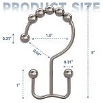 Rust-Resistant Double Glide Shower Curtain Hooks - Set of 12