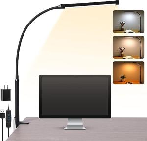 LED Desk Lamp with Clamp, 3 Modes, USB