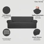 Dark Gray Stretch Sofa Slipcover with Elastic Fit