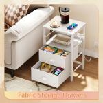 White End Table with Charging Station and Storage