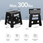 Delxo Folding Step Stool, 13 inch Non-Slip Foldable Stools for Kids & Adults Up to 300 LBS, Step Stool with Handle, Lightweight for Kitchen, Bathroom, Bedroom, Garden, Black, 1PC