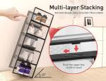 Kuject X-Large Shoe Storage Boxes Organizers Clear Plastic Stackable 12 Pack, Shoe Rack & Holder Substitute, Sneaker Containers, Toy Storage Organizer Bins for Entryway, Closet, Under Bed, Black