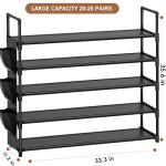 OYREL Shoe Rack 5 Tier Shoe Organizer Storage 20-25 Pairs Shoes Rack for Closet Shoes Rack Organizer Entryway Shoe Holder Space Saving Shoe Shelf Shoe Stand Large Tall Shoes Tower Garage Door