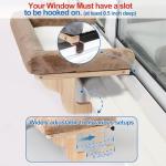 Zakkart Cat Perch for Window Sill with Bolster - Orthopedic Hammock Design with Premium Hardwood & Robust Metal Frame - Cat Window Seat for Large Cats and Kittens - Natural Color Wood with Gray Bed