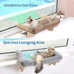 Zakkart Cat Perch for Window Sill with Bolster - Orthopedic Hammock Design with Premium Hardwood & Robust Metal Frame - Cat Window Seat for Large Cats and Kittens - Natural Color Wood with Gray Bed