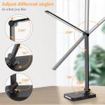 LED Desk Lamp with USB Ports,Touch Desk Lamps for Home Office with 5 Color Modes,3 Brightness Desk Light with Small Night Light,Reading Lamp Table Lamp for Bedroom Bedside Study Black （with adapter）