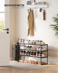 SONGMICS Shoe Rack, 3-Tier Shoe Organizer, Metal Storage Shelf, Upright or Upside Down, for 16-20 Pairs, Stackable, for Entryway, 11.8 x 36.2 x 21.7 Inches, Black ULSA303B02