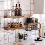 QEEIG Bathroom Shelves Over Toilet - Wall Mounted Floating Shelves Toilet Paper Storage Small Farmhouse Decor Shelf 16 inch Set of 3, Rustic Brown (019-BN3)