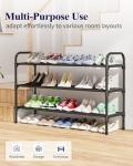 Kitsure Extra-Long Shoe Rack for Closet, Shoe Organizer for Front Door Entrance, Stackable Shoe Shelf, Detachable Closet Organizers and Storage, Black, 39.0" x 11.8" x 23.2"