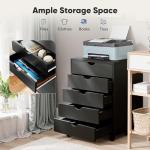OLIXIS 5 Drawer Mobile File Cabinet Under Desk Storage Organization with Wheels Vertical Filing Chest Rolling Wood Small Desk Printer Stand for Home Office, 15.75"D x 18.74"W x 25.39"H, Black