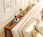 SUPERJARE 78.8 inch Narrow Console Table with Outlet, Sofa Table Set of 2, Behind Couch Table, Long Entryway Tables with Charging Station, for Living Room, Rustic Brown