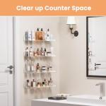 upsimples 4 Pack Acrylic Shelves for Wall Storage, 15" Floating Bookshelves for Kids, Display Shelf Organizer for Bathroom, Bedroom, Living Room, Kitchen, Room Decor, Clear