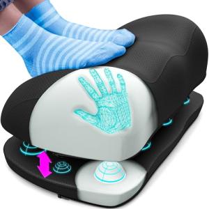 Everlasting Comfort Adjustable Cloud Foot Rest for Under Desk at Work with Pressure Point Nodes - Ergonomic Memory Foam Office Foot Stool & Desk Footrest for Gaming & Home Office