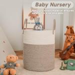 JMvicyroam Large Woven Laundry Basket Hamper,60L Cotton Rope Storage Bin for Blankets,Toys and Clothes,Decorative Tall Nursery Hamper for Living Room,Baby Nursery,Bathroom and Bedroom,Brown
