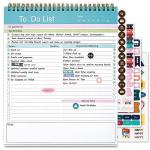 To Do List Notepad, Spiral Bound Undated Daily Planner, 52 Sheets 8.5" X 10.5" Tear Off Task Planning Pad with Checklist, For Work Office Home