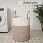 JMvicyroam Large Woven Laundry Basket Hamper,60L Cotton Rope Storage Bin for Blankets,Toys and Clothes,Decorative Tall Nursery Hamper for Living Room,Baby Nursery,Bathroom and Bedroom,Brown