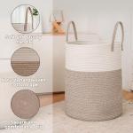 JMvicyroam Large Woven Laundry Basket Hamper,60L Cotton Rope Storage Bin for Blankets,Toys and Clothes,Decorative Tall Nursery Hamper for Living Room,Baby Nursery,Bathroom and Bedroom,Brown