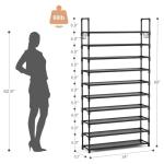 VTRIN XJ-112 10-Tier Shoe Organizer with Hooks