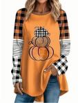 Funny Pumpkin Halloween Tee for Women Plus Size