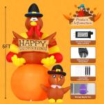 Thanksgiving Inflatable Turkey with Pumpkin Yard Decor