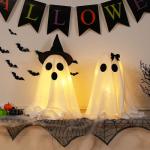 Set of 2 Halloween Light-Up Ghost Decorations