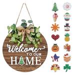 Seasonal Welcome Sign Rustic Wooden Wreath