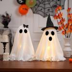 Set of 2 Halloween Light-Up Ghost Decorations