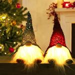 Juegoal 12" Lighted Gnome Plush Holiday Decor Set