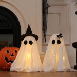 Set of 2 Halloween Light-Up Ghost Decorations
